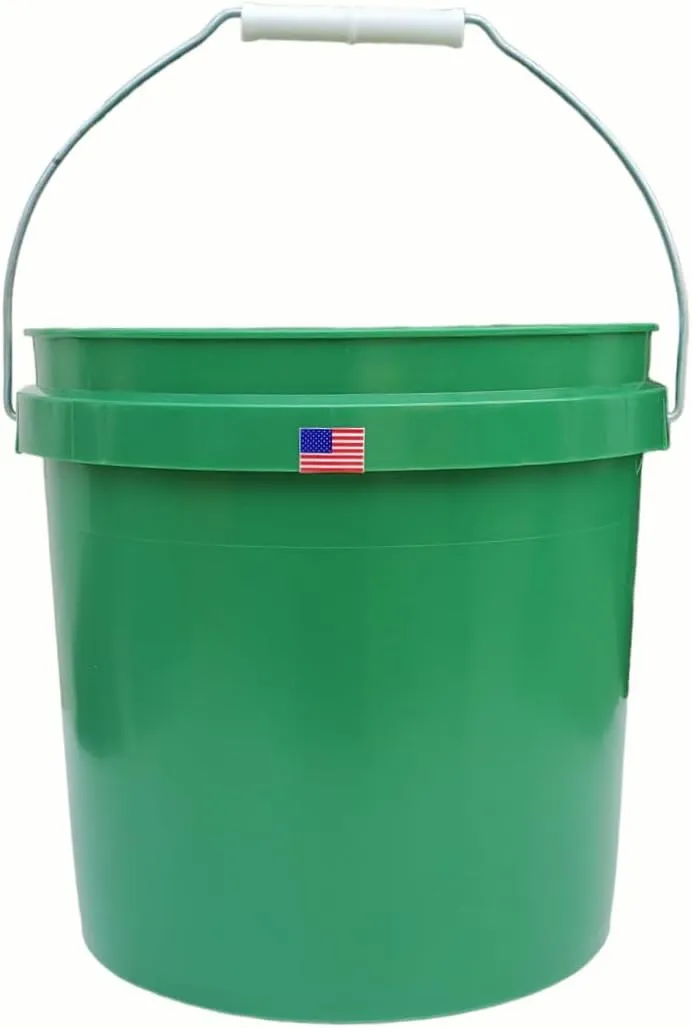 2 Gallon Bucket with Handle Food Grade Safe BPA Free Green Polyethylene Plastic HDPE Heavy Duty Thickened Pail Storage Container FDA Compliance Multi Use All Purposes Premium Quality Buckets