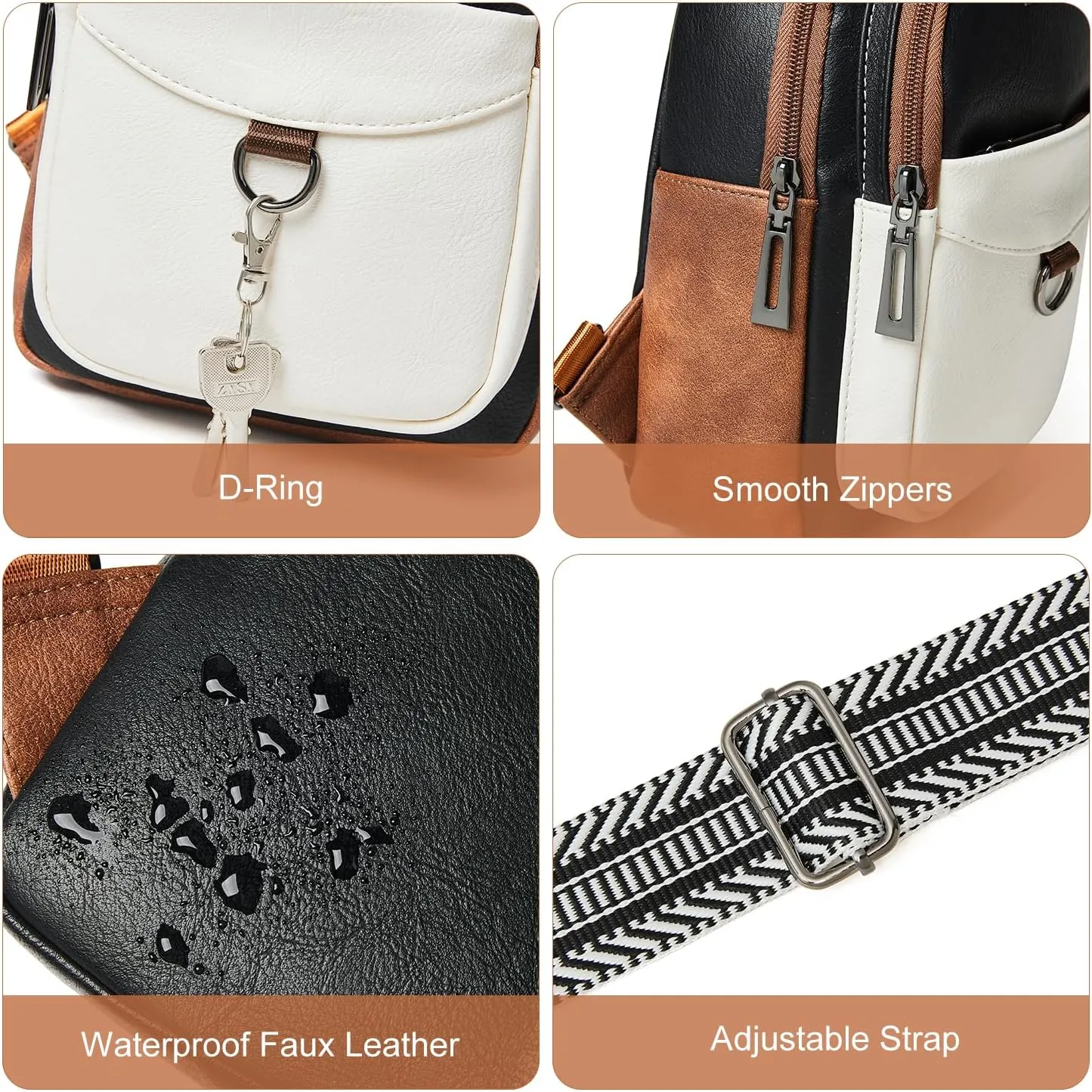 7L Sling Bag for Women Men Crossbody Belt Bag Small Travel Sling Backpack Anti Theft Chest Daypack Purse Faux Leather