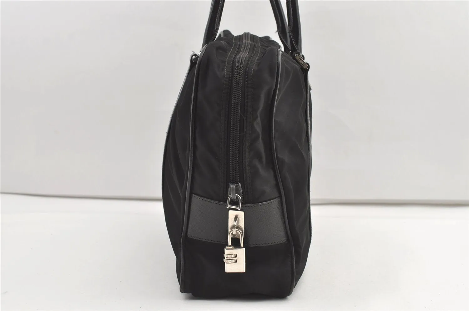 Authentic PRADA Nylon Tessuto Saffiano Leather Business BriefCase Black 0195K