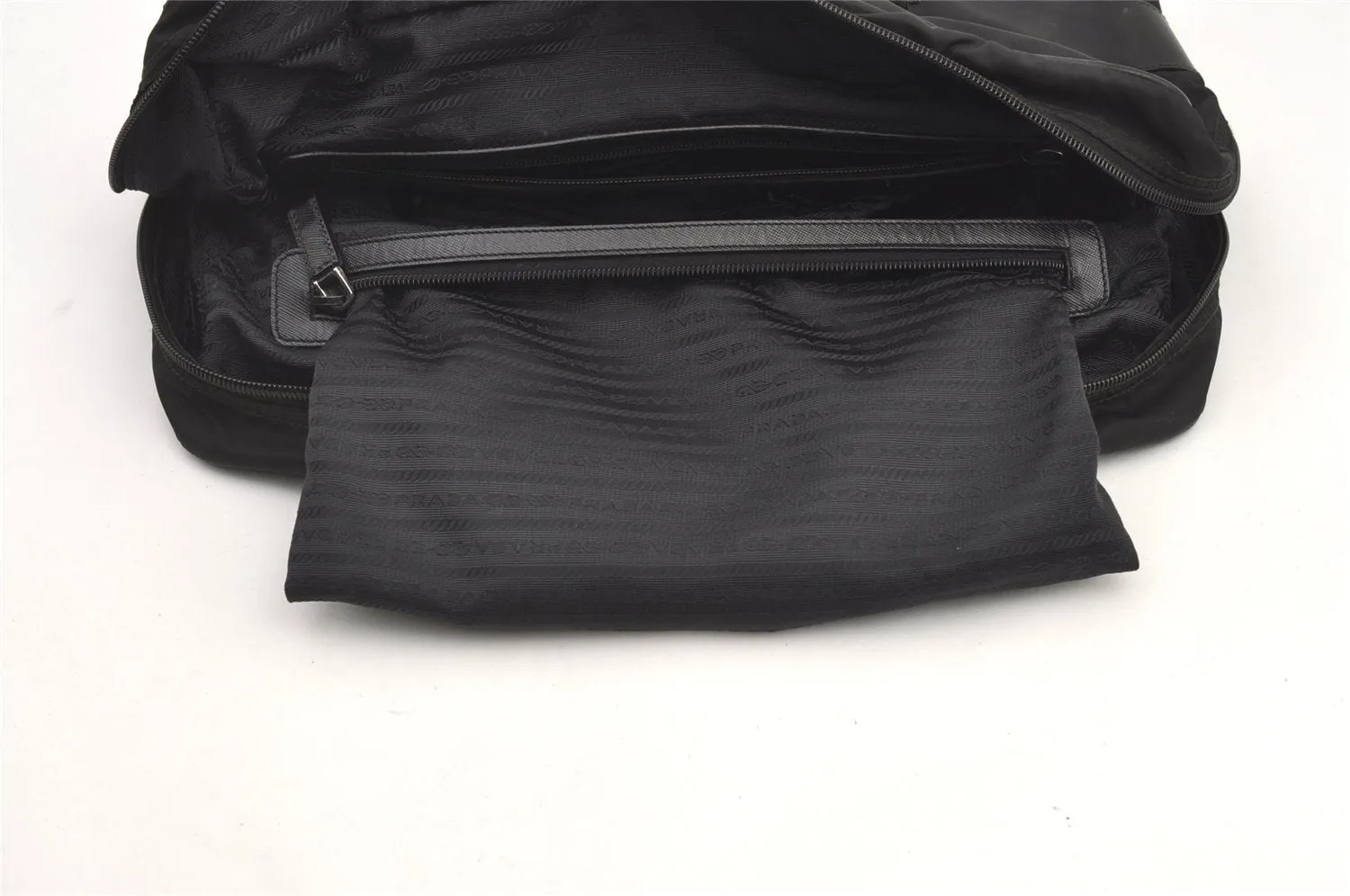 Authentic PRADA Nylon Tessuto Saffiano Leather Business BriefCase Black 0195K