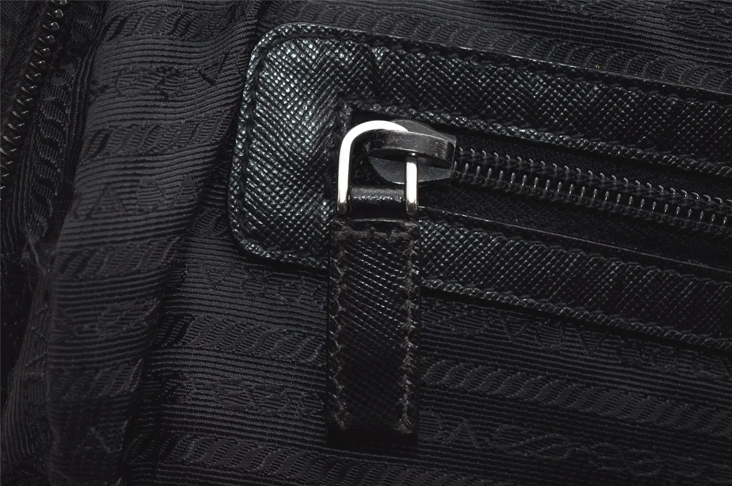 Authentic PRADA Nylon Tessuto Saffiano Leather Business BriefCase Black 0195K