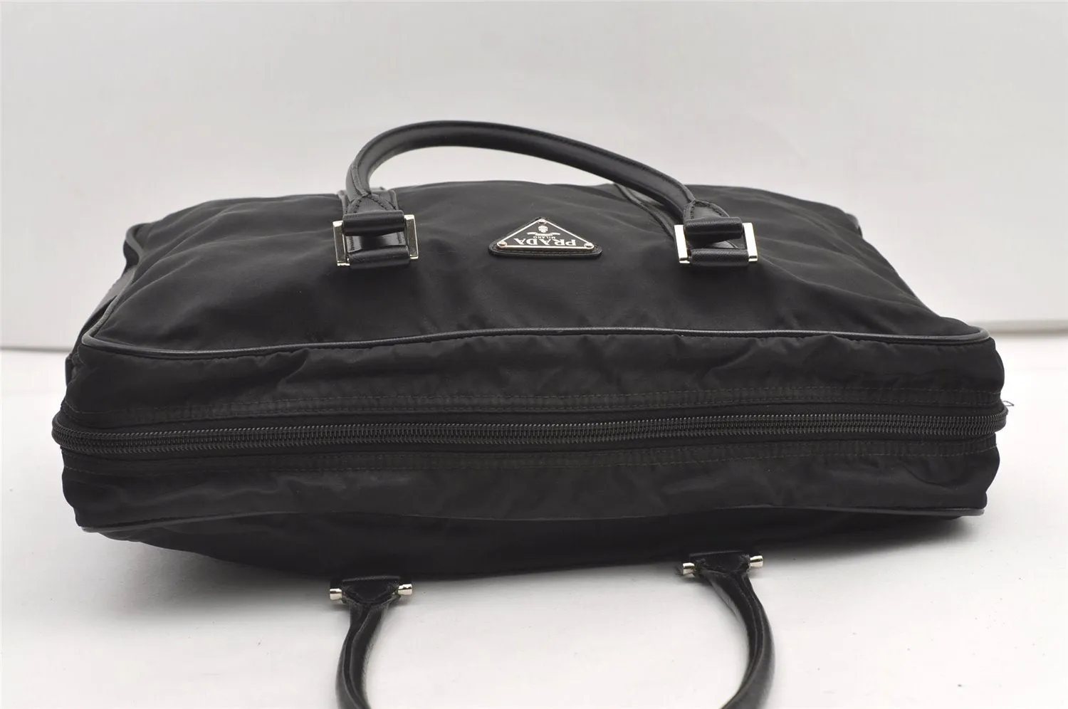 Authentic PRADA Nylon Tessuto Saffiano Leather Business BriefCase Black 0195K