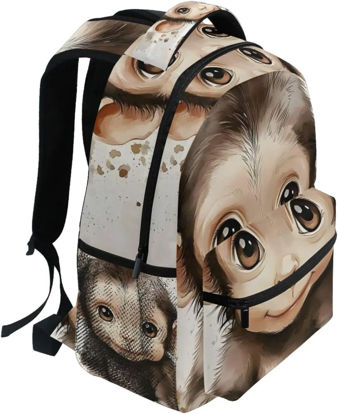 Backpack Monkey Cute Watercolor for School Boys Girls Laptop Travel Backpack Book Bag Daypack 11.4 16 In M