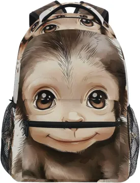 Backpack Monkey Cute Watercolor for School Boys Girls Laptop Travel Backpack Book Bag Daypack 11.4 16 In M
