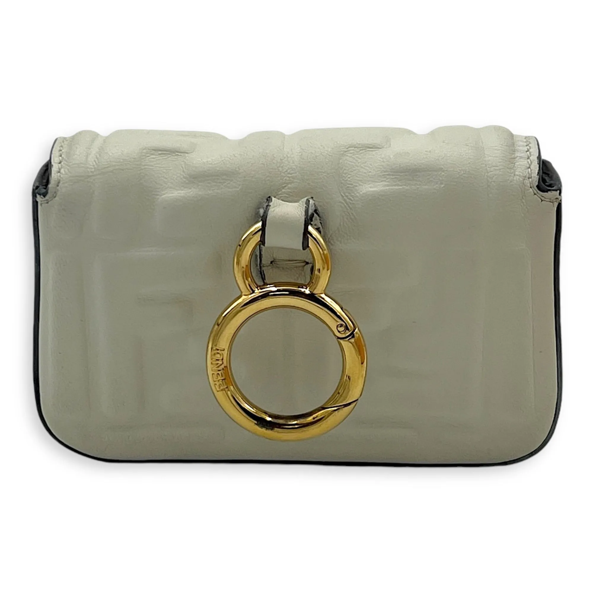 Baguette Pouch White in Calfskin, Silver hardware