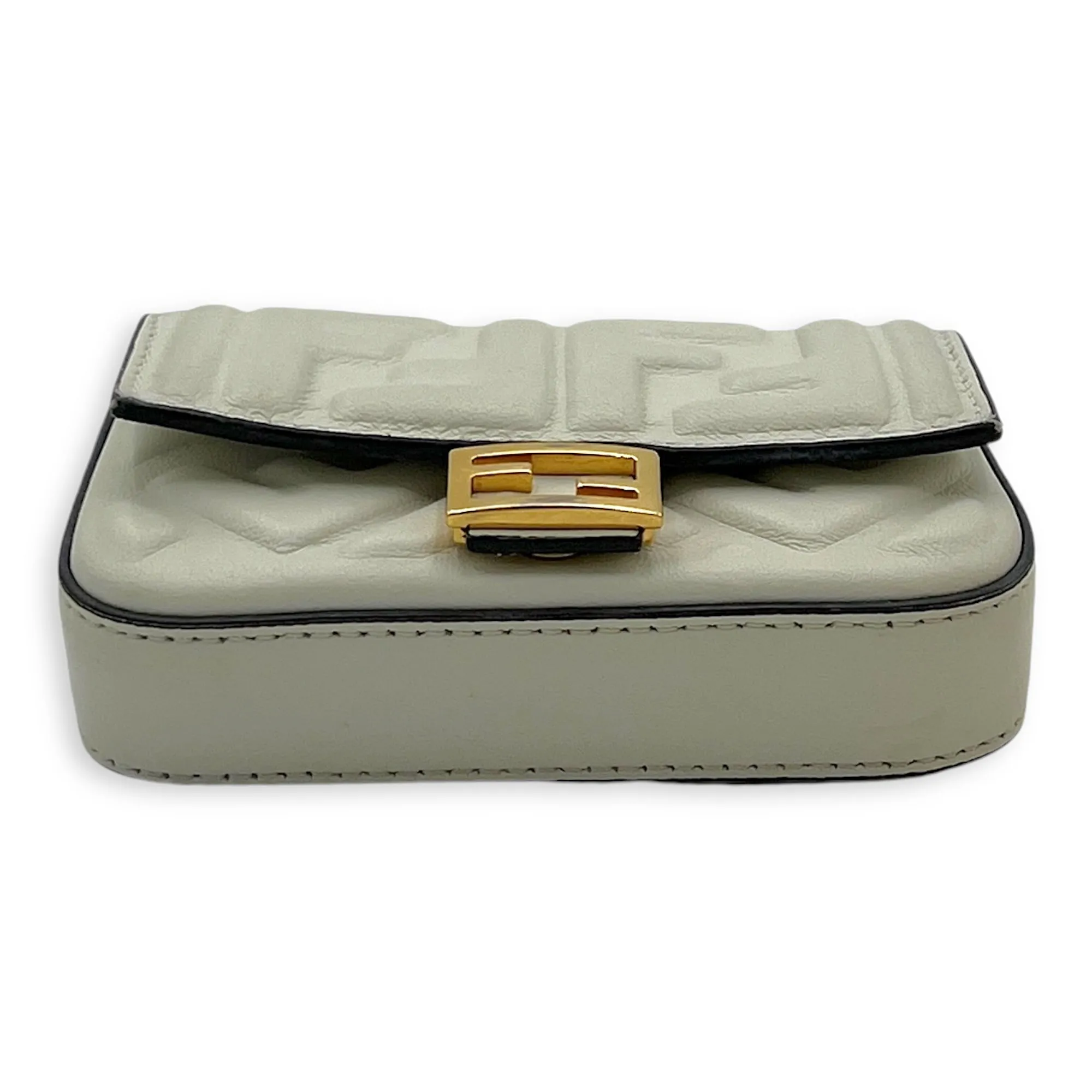 Baguette Pouch White in Calfskin, Silver hardware