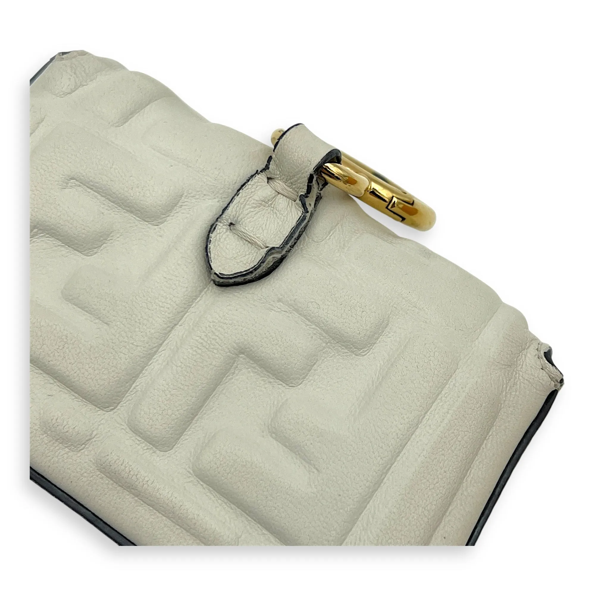 Baguette Pouch White in Calfskin, Silver hardware