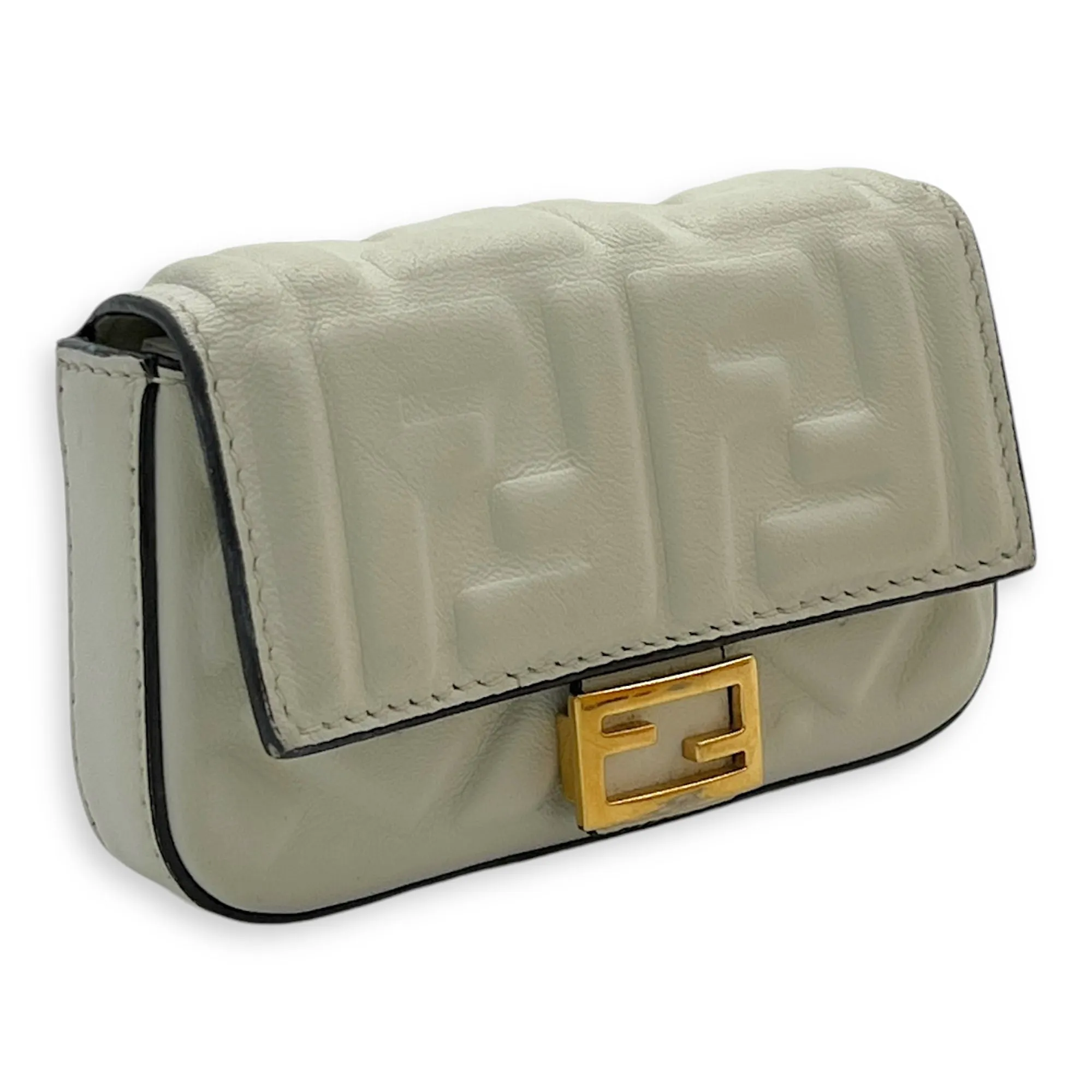 Baguette Pouch White in Calfskin, Silver hardware