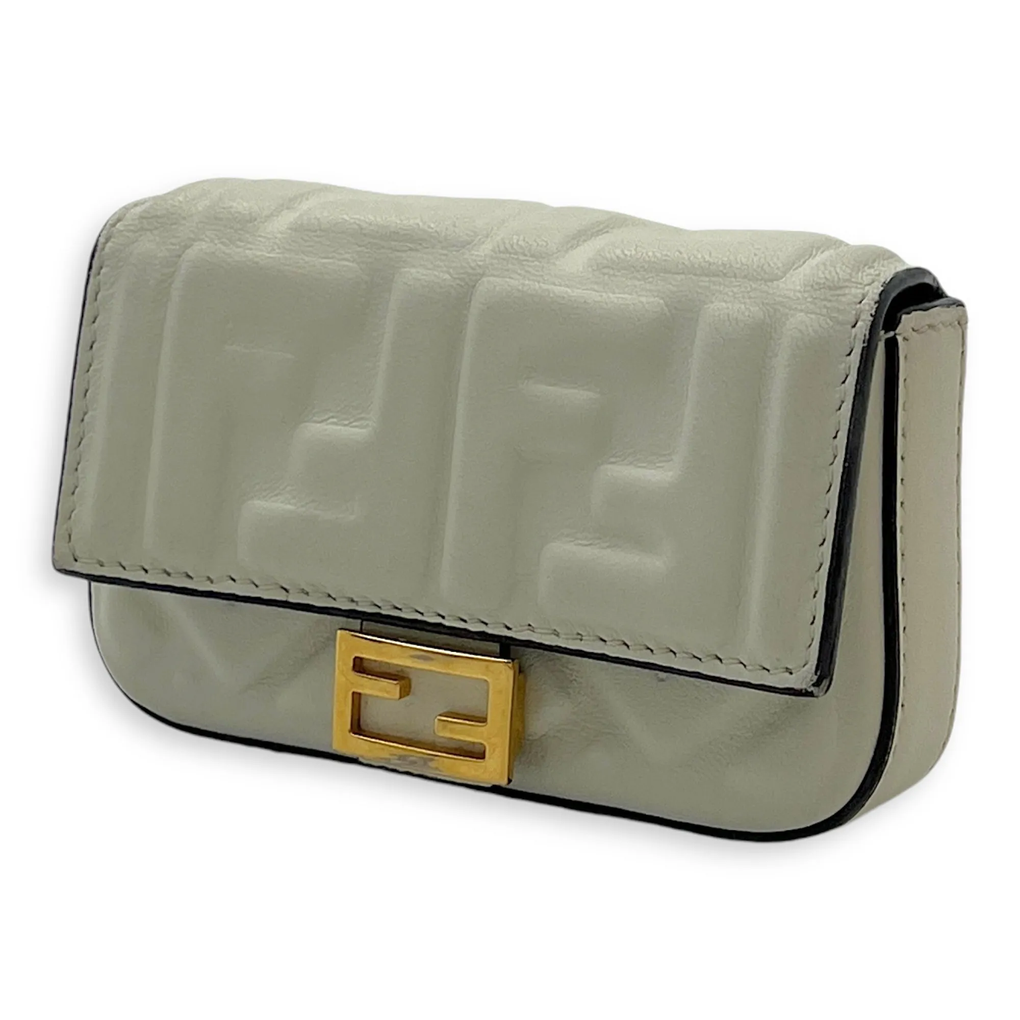 Baguette Pouch White in Calfskin, Silver hardware