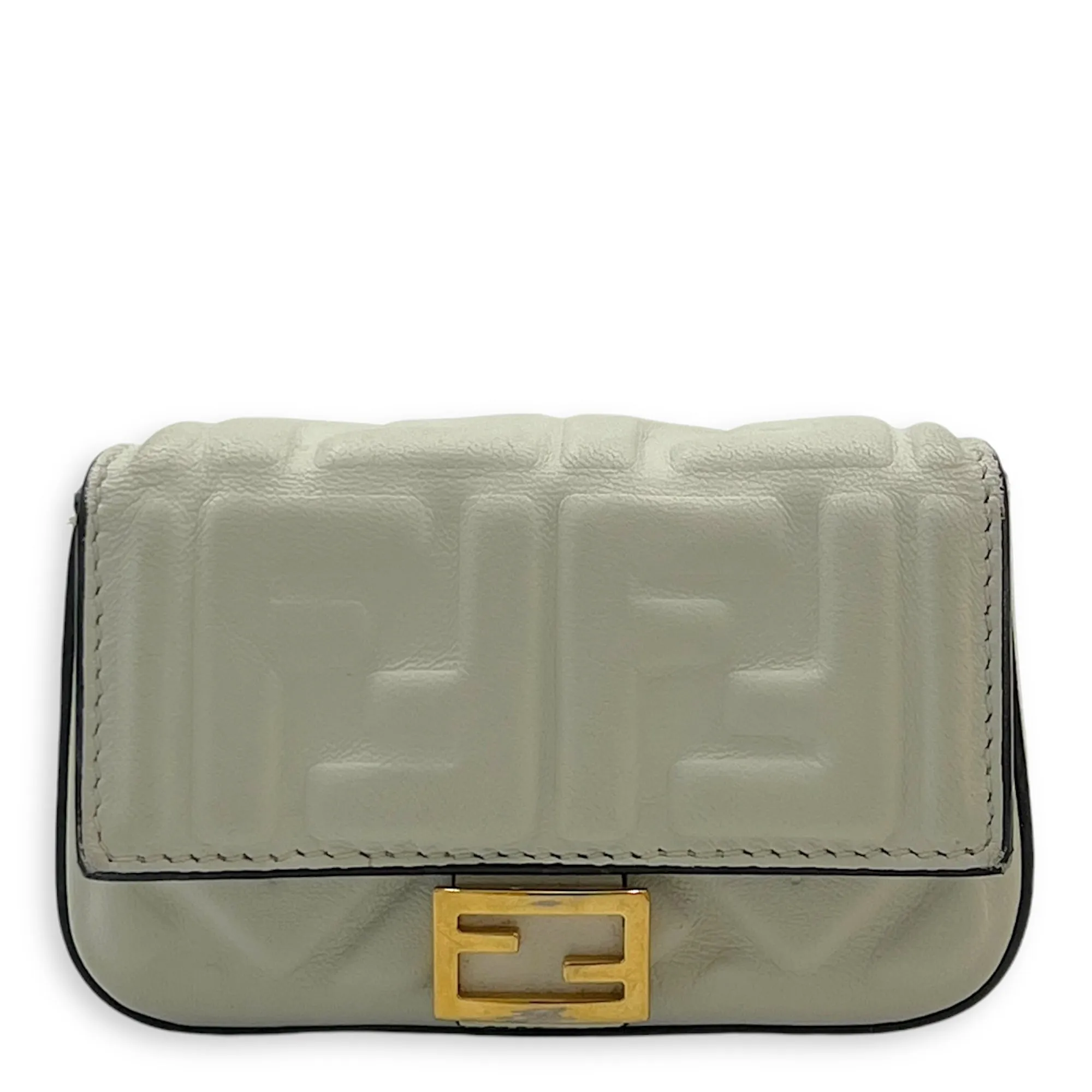 Baguette Pouch White in Calfskin, Silver hardware
