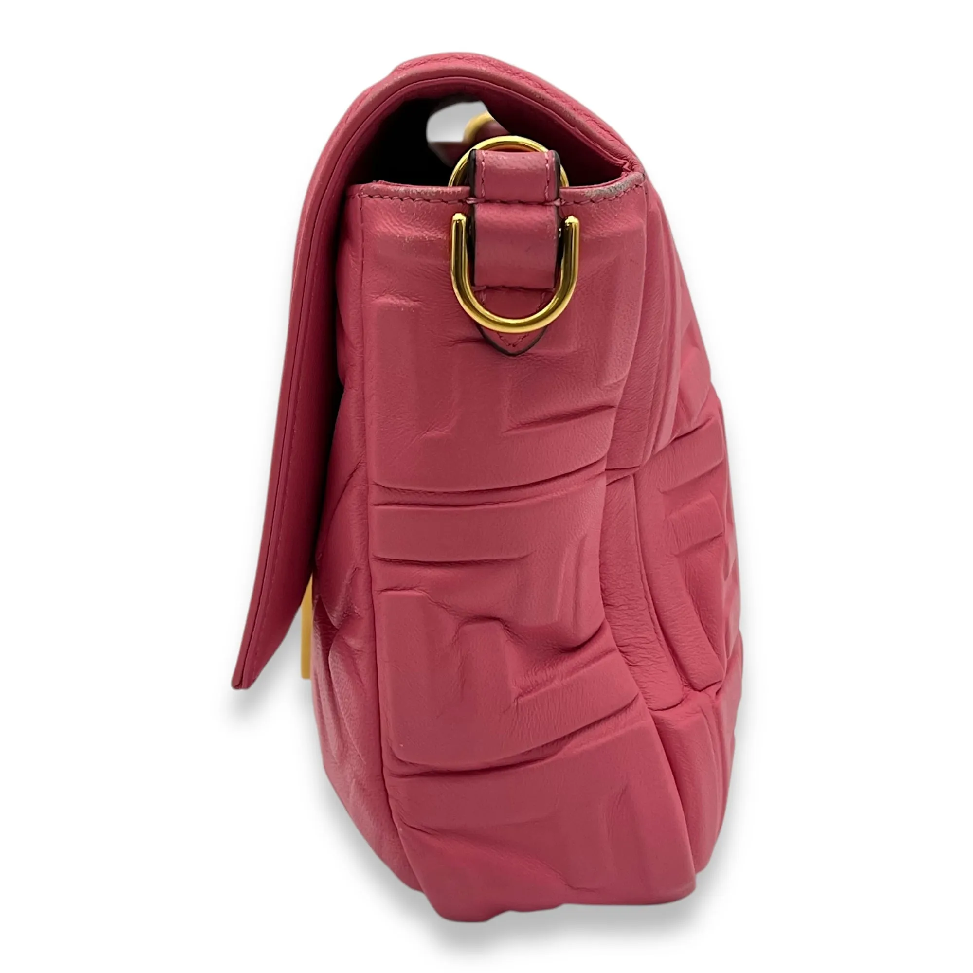 Baguette Shoulder Bag Pink in Calfskin, Gold hardware