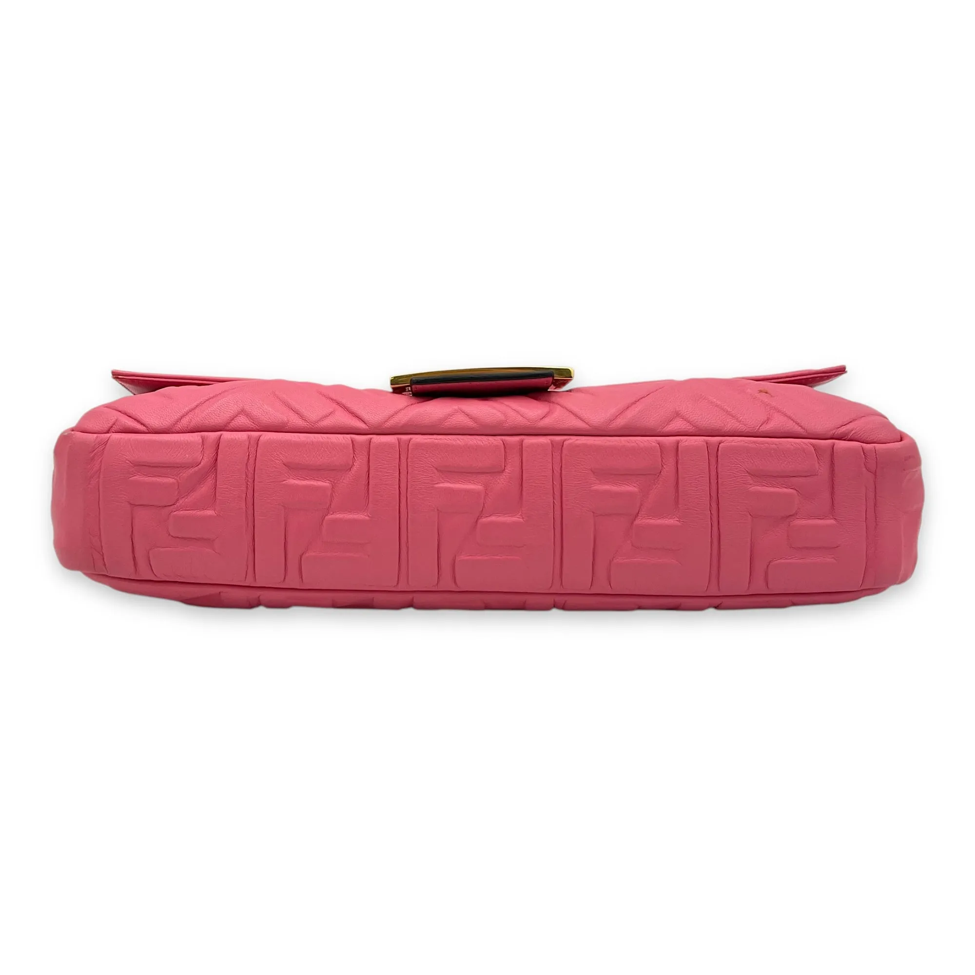 Baguette Shoulder Bag Pink in Calfskin, Gold hardware
