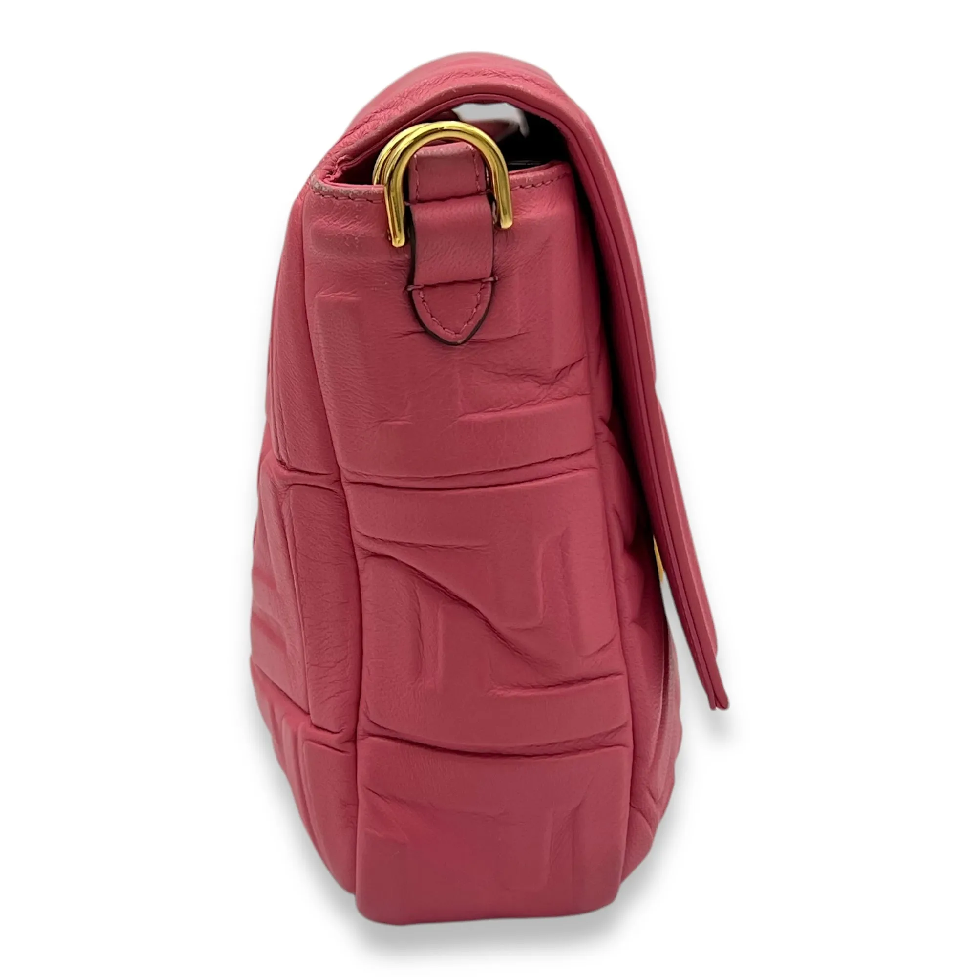 Baguette Shoulder Bag Pink in Calfskin, Gold hardware