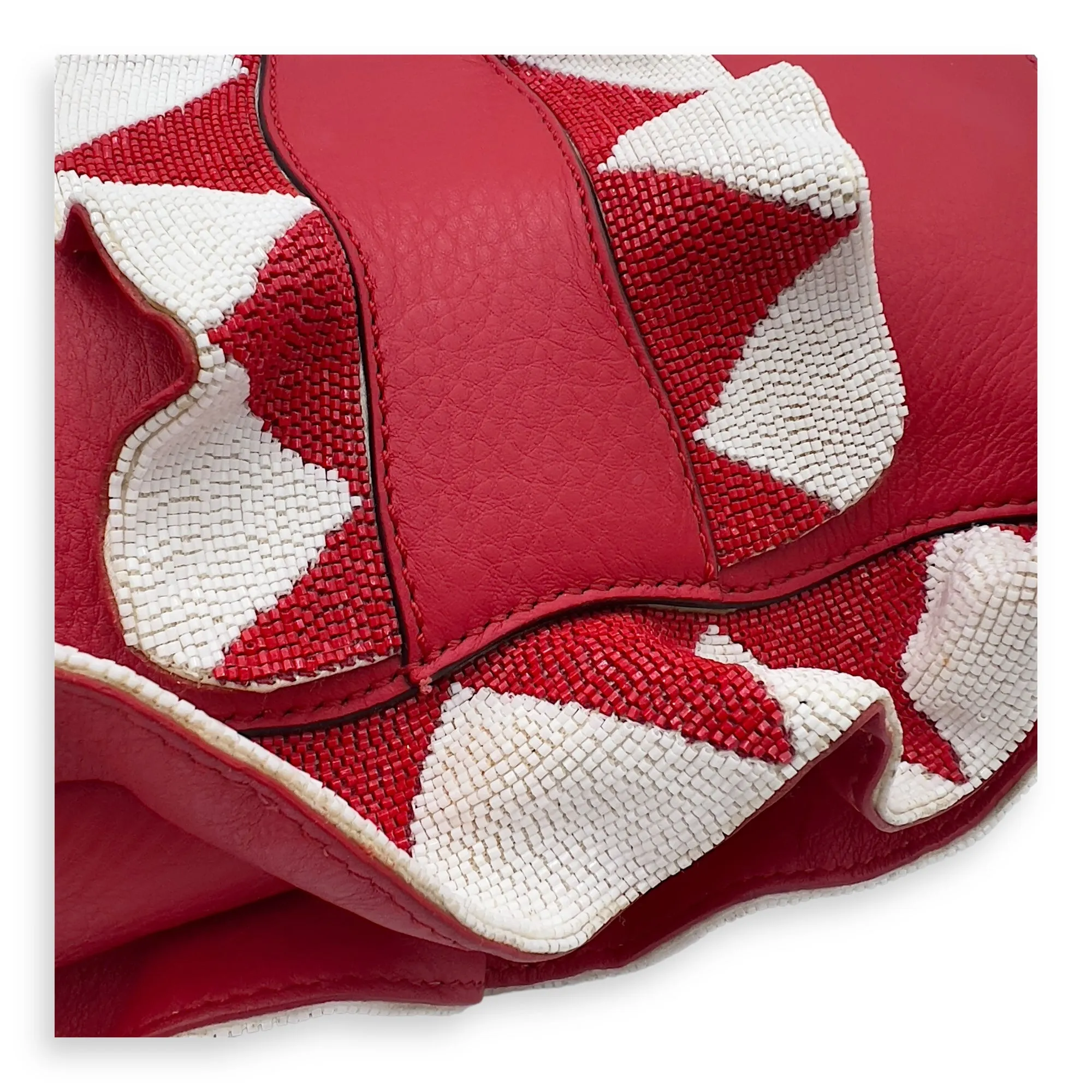 Baguette Shoulder Bag Red in Calfskin, Silver hardware