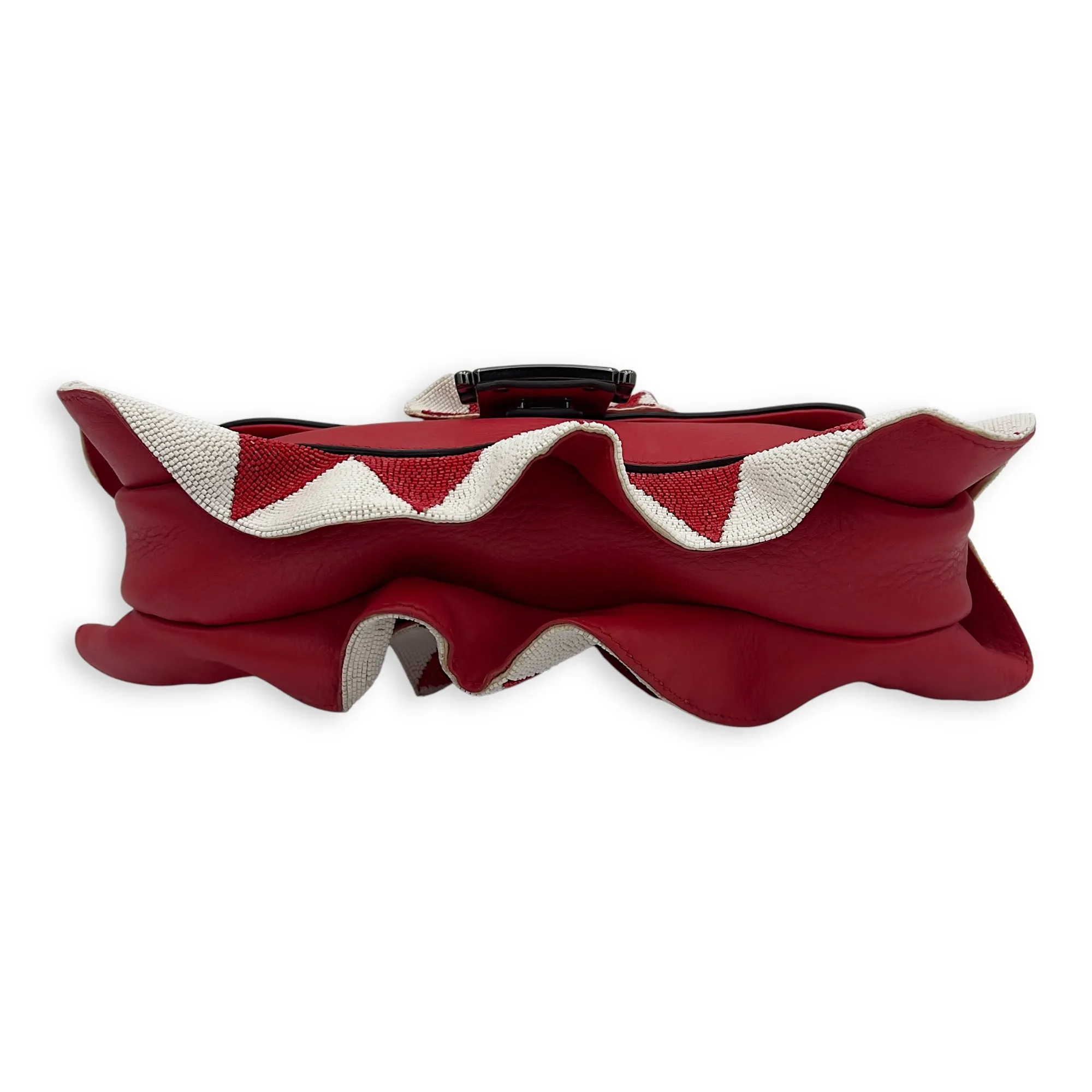Baguette Shoulder Bag Red in Calfskin, Silver hardware