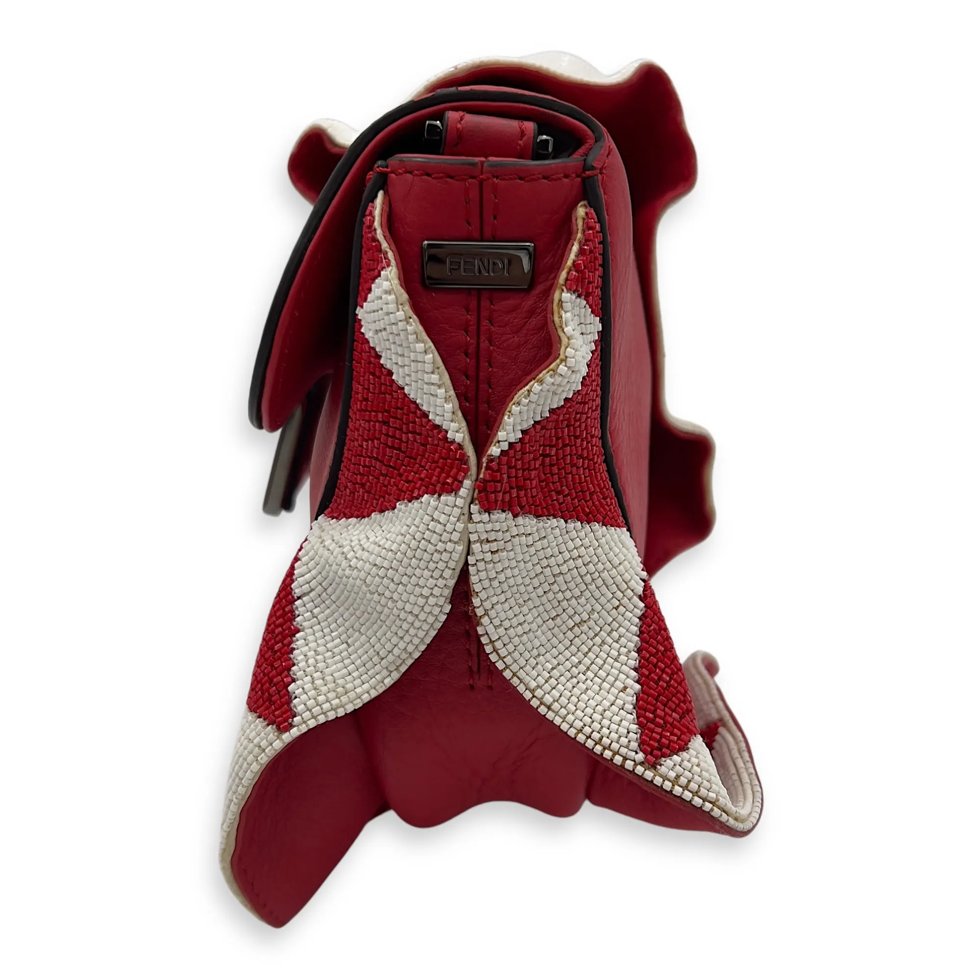 Baguette Shoulder Bag Red in Calfskin, Silver hardware