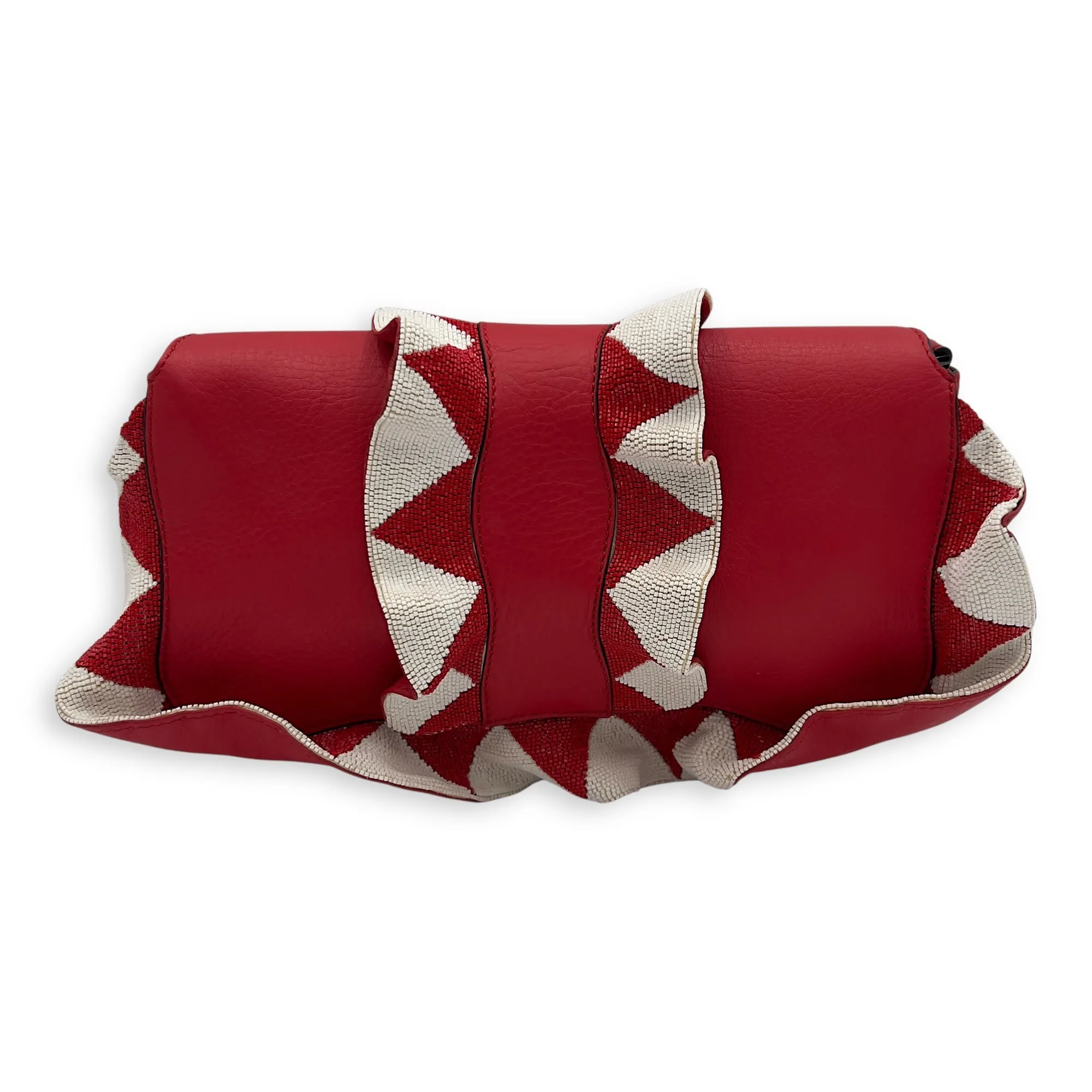 Baguette Shoulder Bag Red in Calfskin, Silver hardware