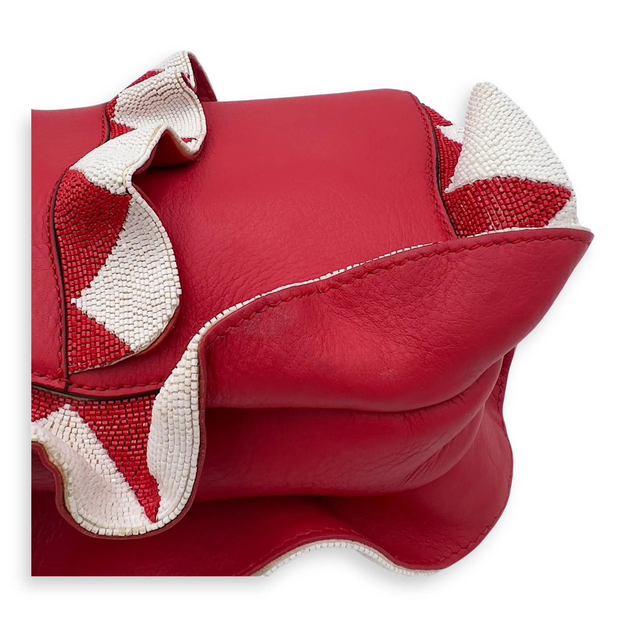 Baguette Shoulder Bag Red in Calfskin, Silver hardware