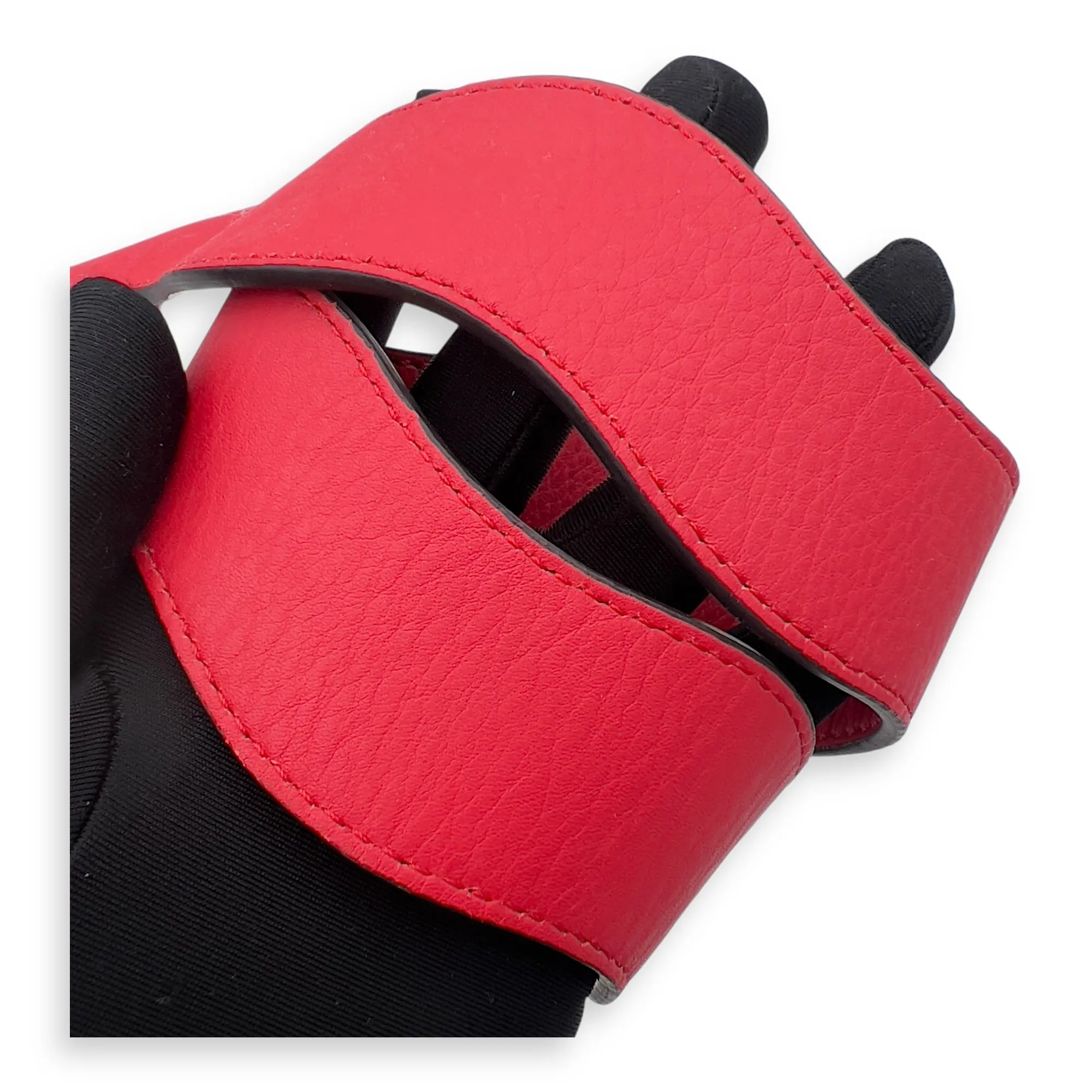 Baguette Shoulder Bag Red in Calfskin, Silver hardware