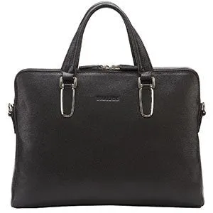 Banuce Black Soft Genuine Leather Briefcase for Women Men Business Work 14" Laptop Messenger Bag