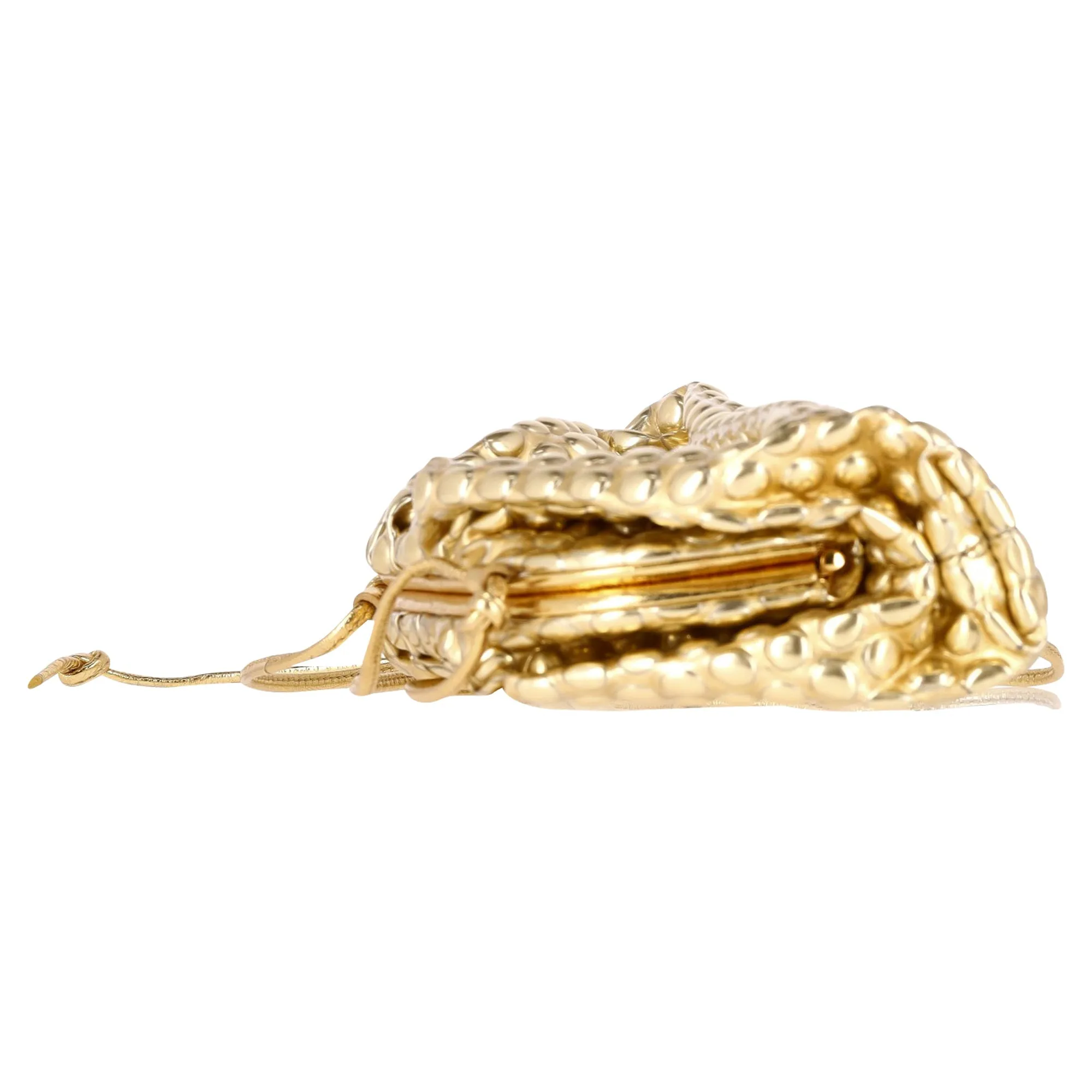 Bottega Veneta Mini Pouch Bubble-Embellished Sling Bag in Metallic Gold Leather