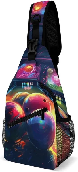 Bowling Balls Sling Bag for Men Women Waterproof Chest Bag Print Cross Chest Bag Diagonally Gym Sport Travel Hiking Daypack
