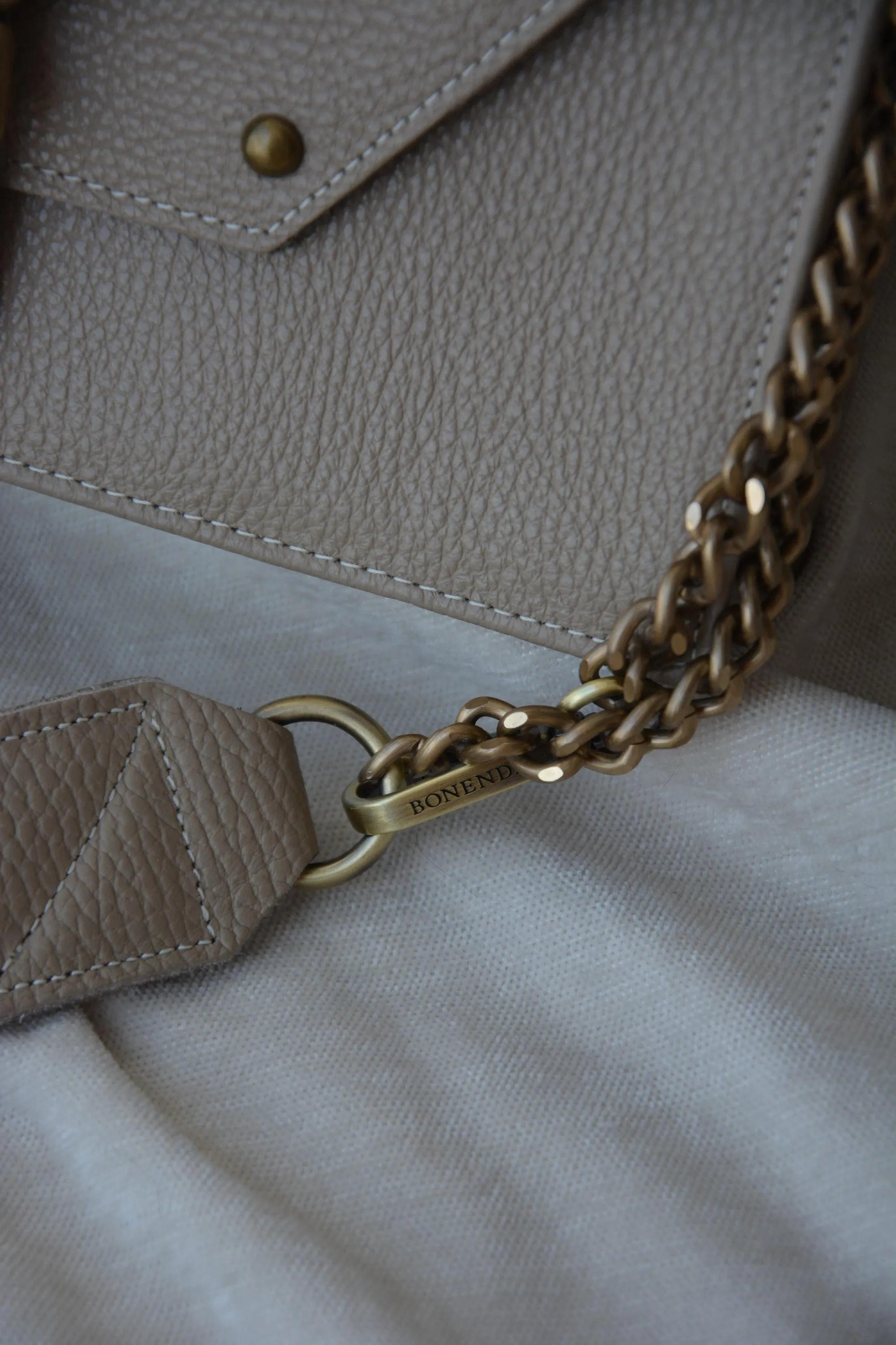 Briana Leather Shoulder Bag - Taupe