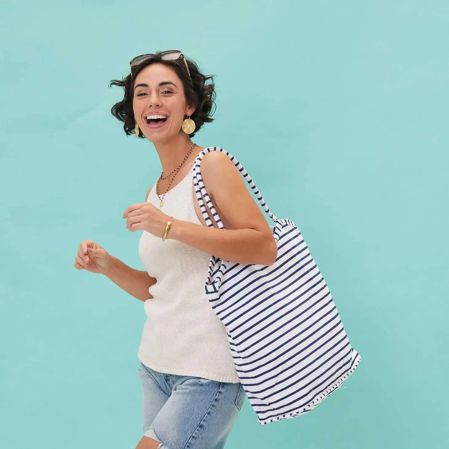 Bucket Bag - Bateau Stripe Navy