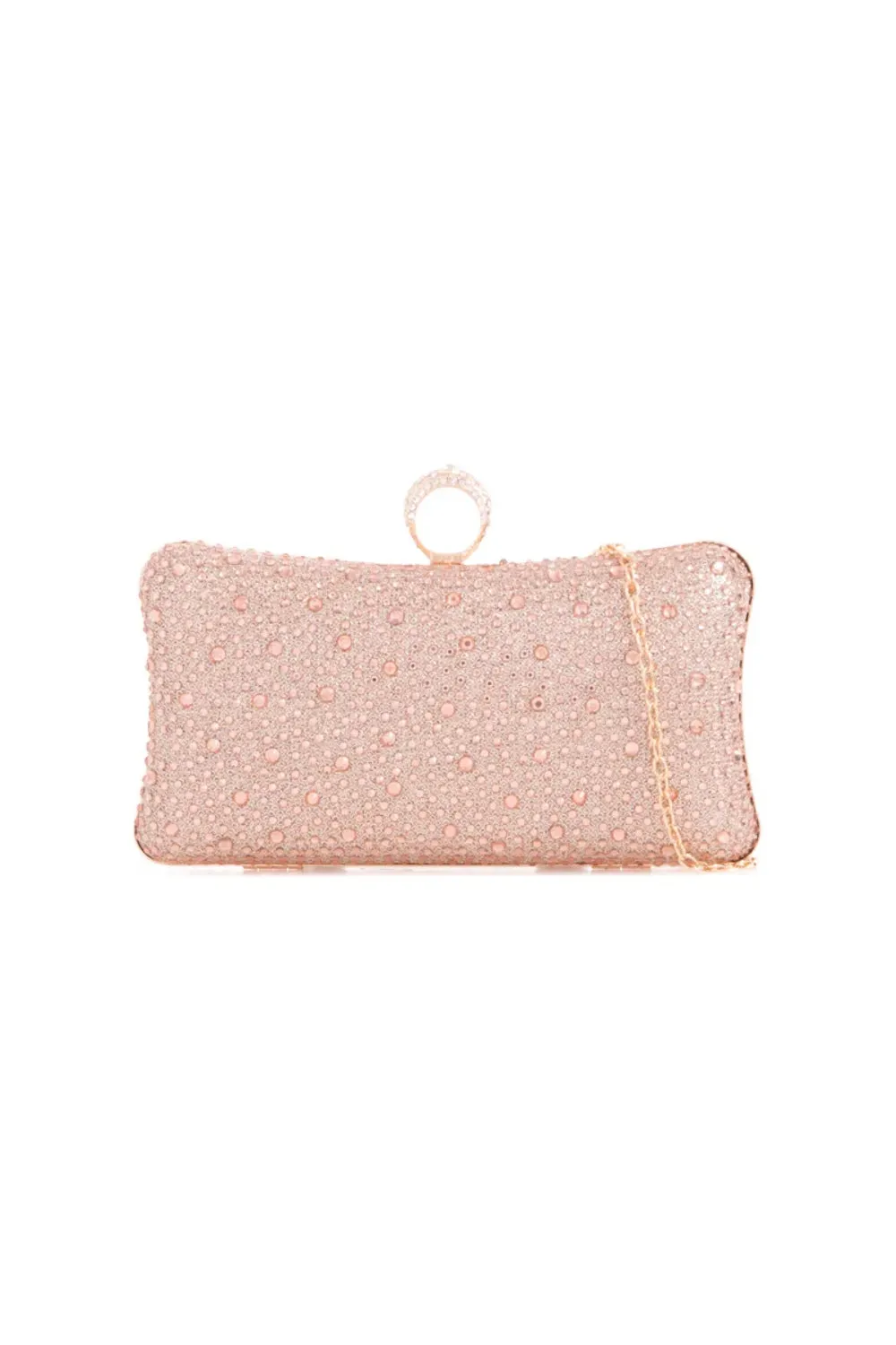 Champagne Diamante Ring Clutch Bag
