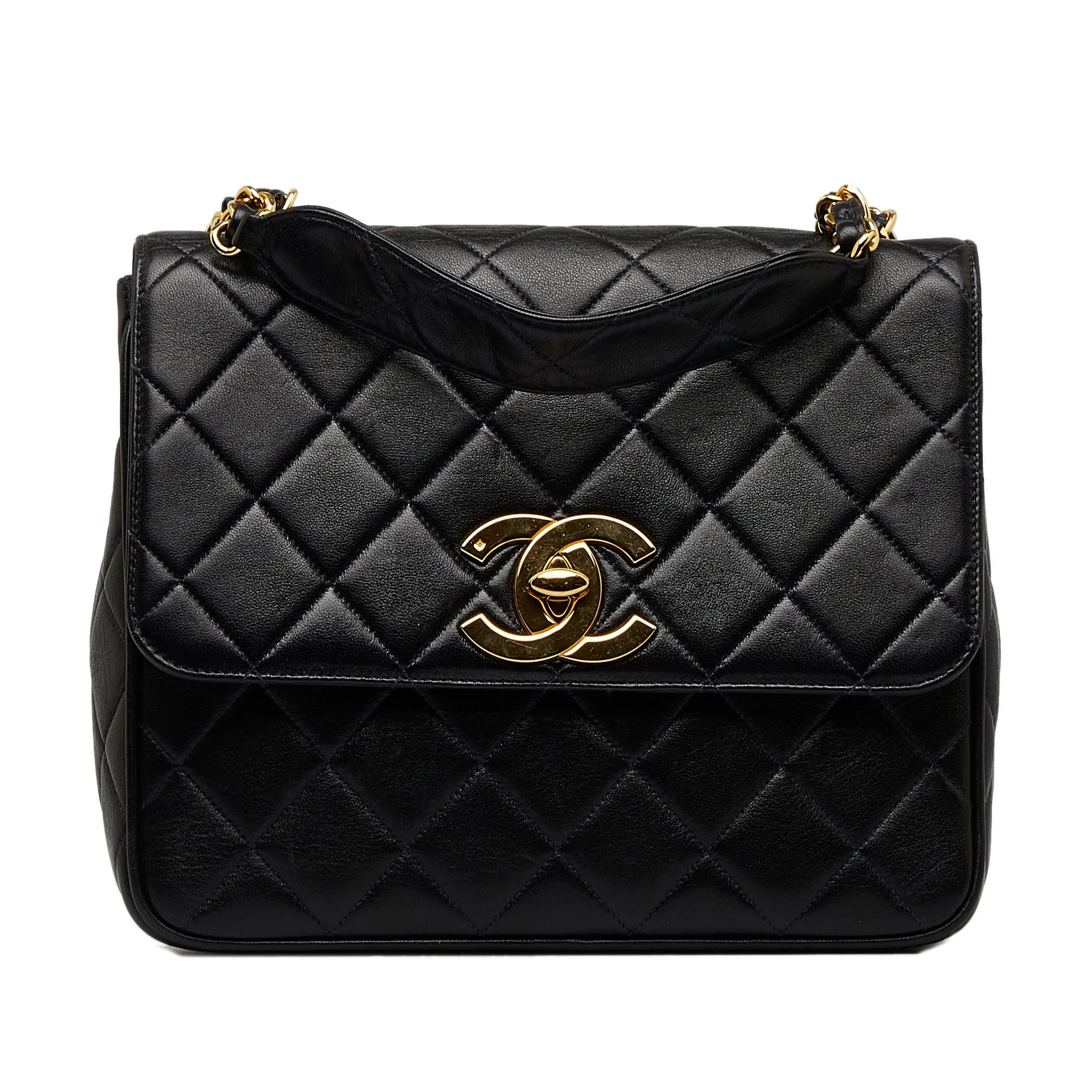Chanel Quilted Lambskin XL Square Flap Crossbody Bag