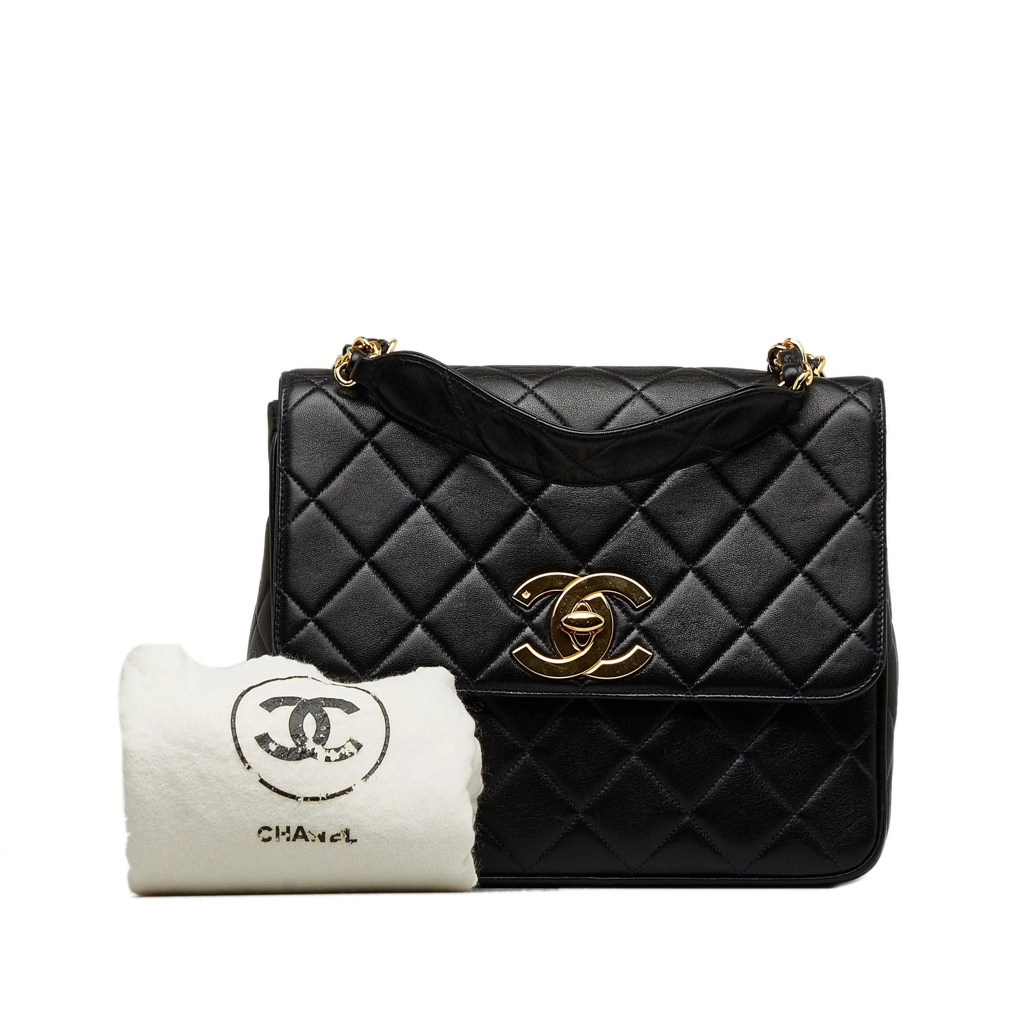Chanel Quilted Lambskin XL Square Flap Crossbody Bag