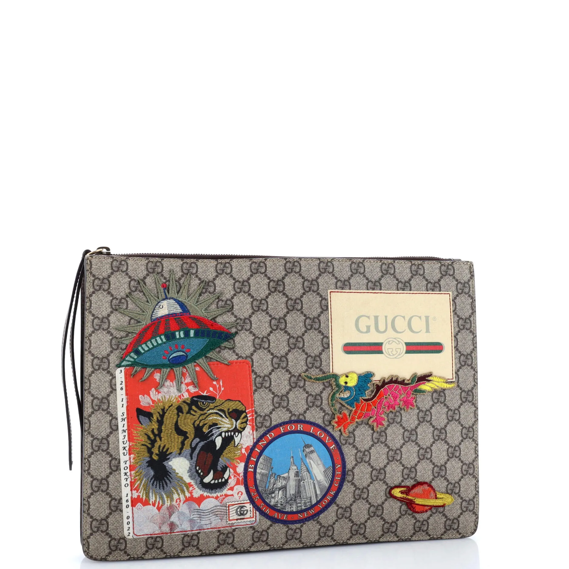 Courrier Messenger Bag GG Coated Canvas with Applique