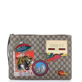 Courrier Messenger Bag GG Coated Canvas with Applique