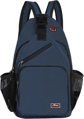 Crossbody Sling Backpack Men and Women Sling Bag Shoulder Backpack Travel Hiking Chest Bag Daypack (Navy Blue)