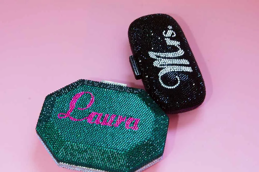 Custom Name Personalized Crystal Box Evening Clutch Bag