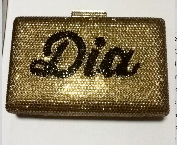Custom Name Personalized Crystal Box Evening Clutch Bag