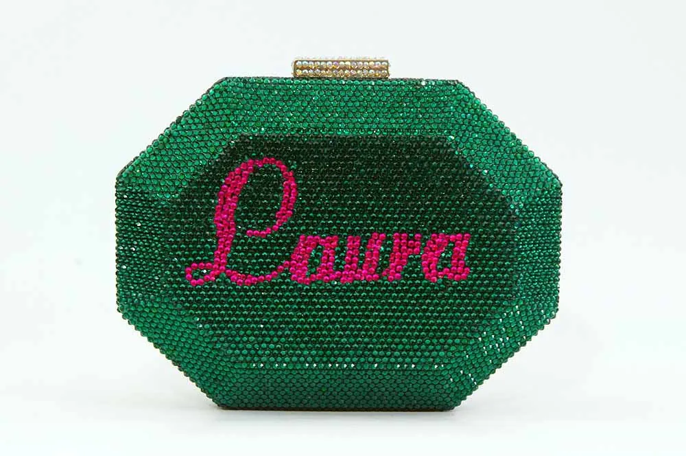 Custom Name Personalized Crystal Box Evening Clutch Bag