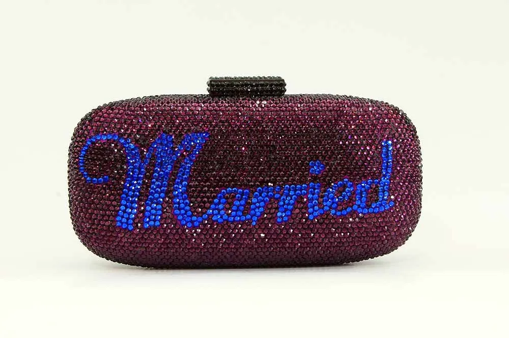 Custom Name Personalized Crystal Box Evening Clutch Bag