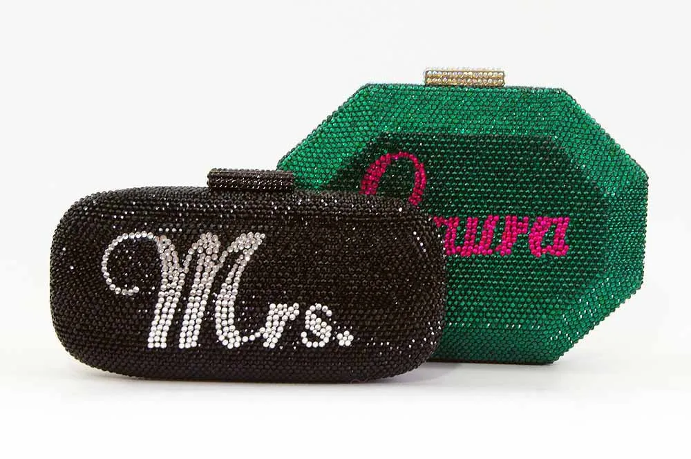 Custom Name Personalized Crystal Box Evening Clutch Bag