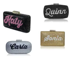 Custom Name Personalized Crystal Box Evening Clutch Bag