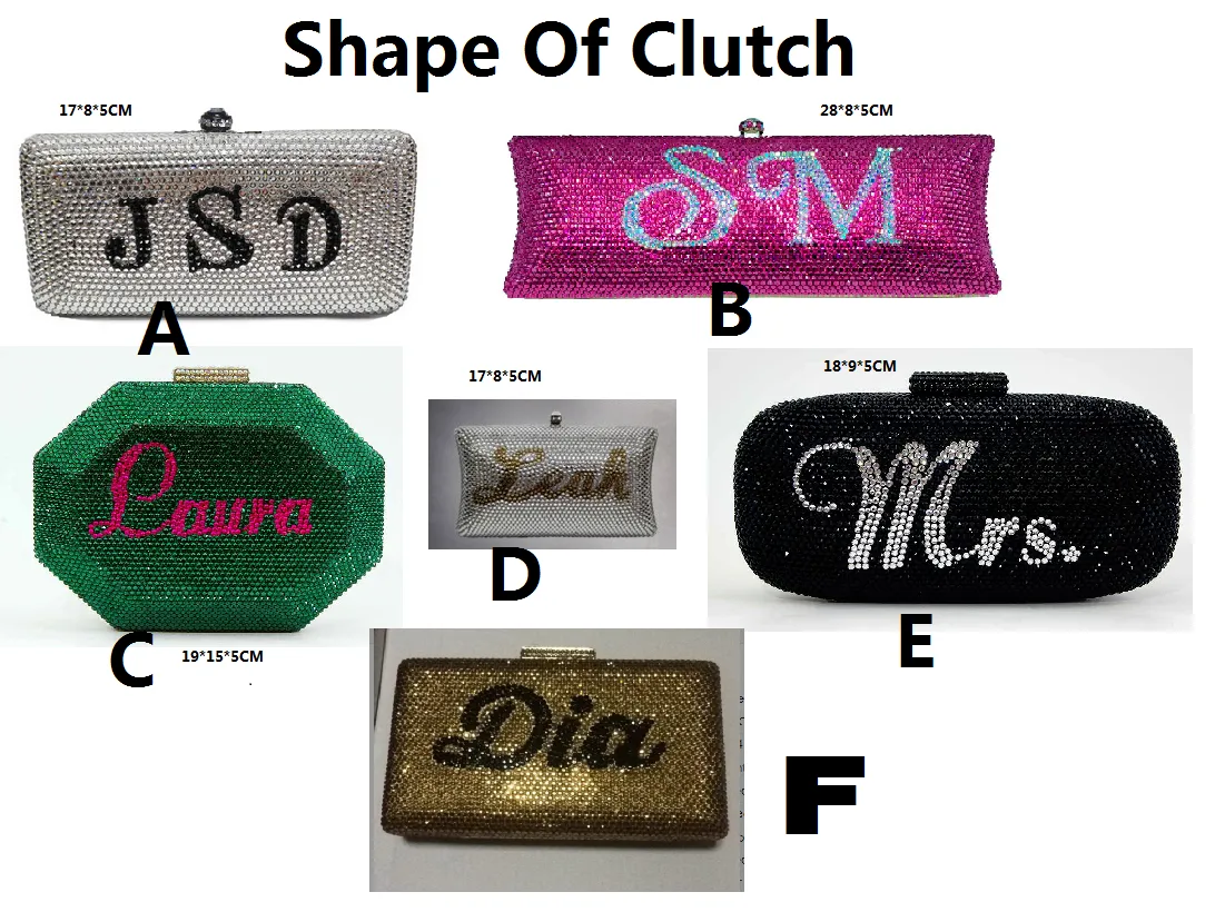 Custom Name Personalized Crystal Box Evening Clutch Bag