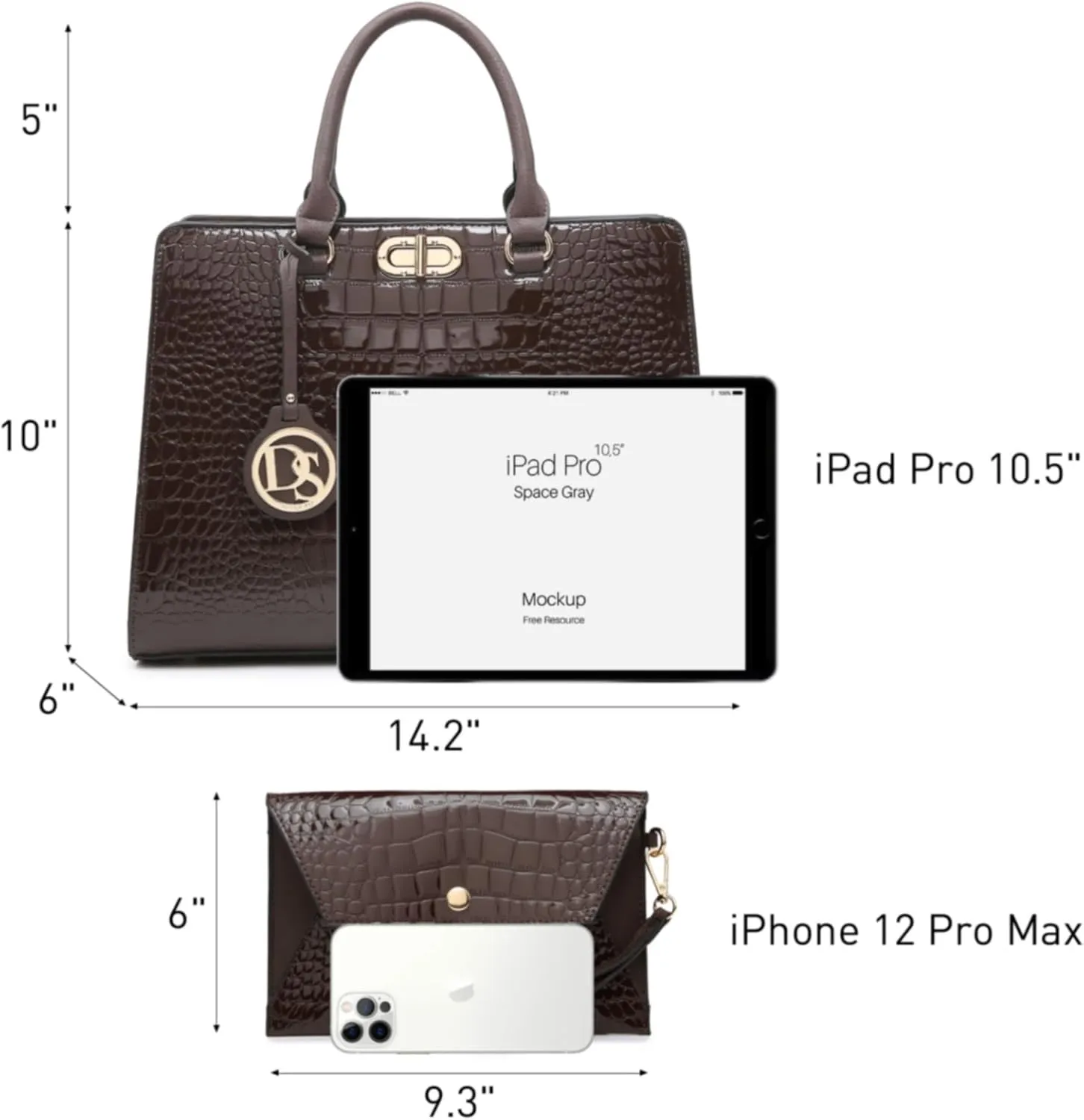 Dasein Women Handbags Purses Ladies Work Purse Satchel Tote Top Handle Shoulder Bags with Matching Clutch