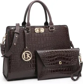 Dasein Women Handbags Purses Ladies Work Purse Satchel Tote Top Handle Shoulder Bags with Matching Clutch