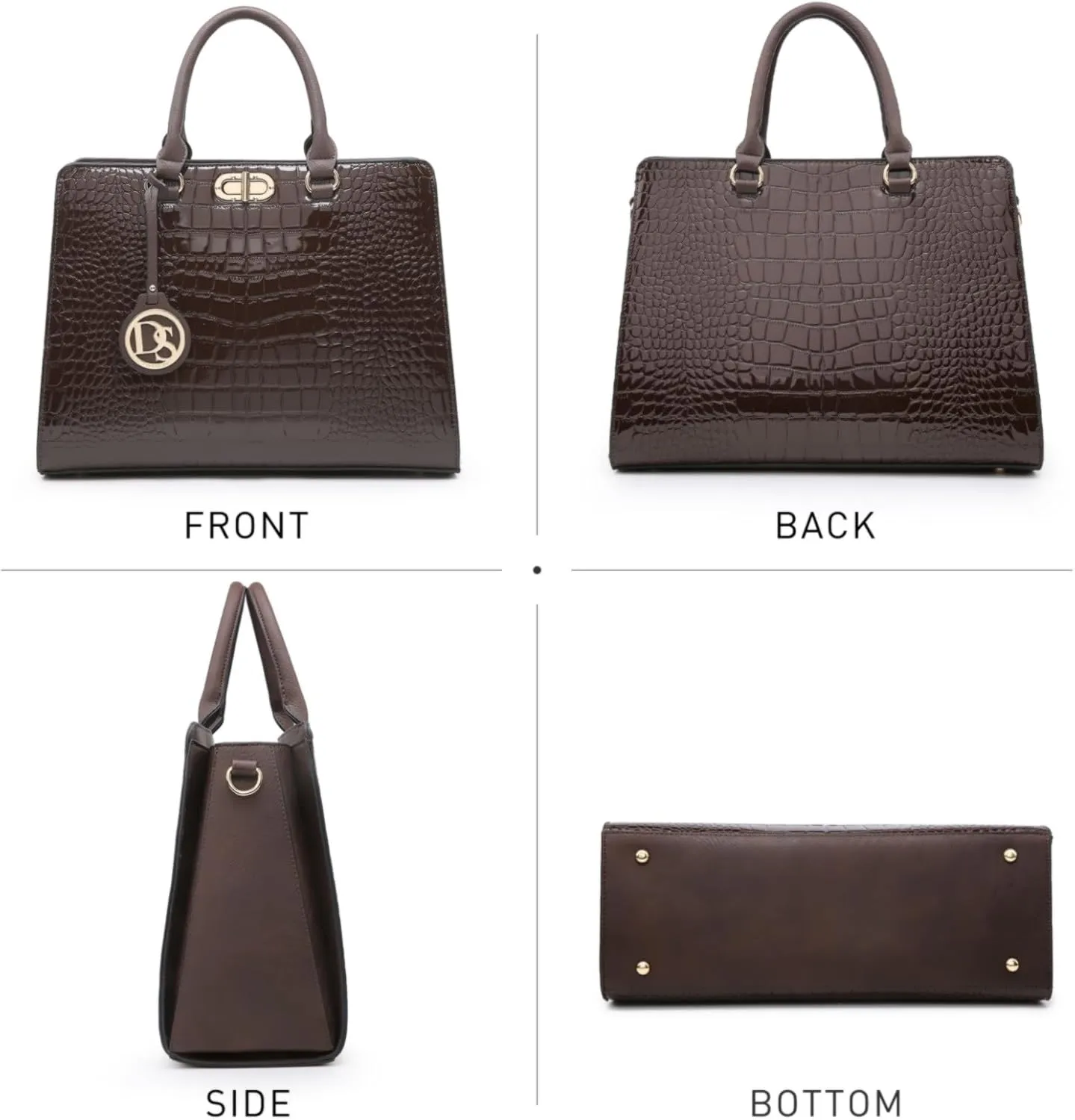 Dasein Women Handbags Purses Ladies Work Purse Satchel Tote Top Handle Shoulder Bags with Matching Clutch