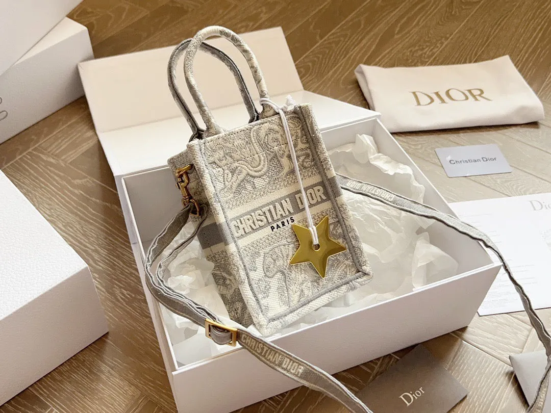 DR307 Mini Dior Book Tote  Phone Bag/ 5 x 7 x 2 inches