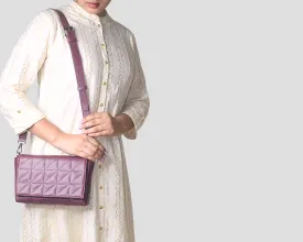 Elina Quilted Sling Bag - WINE
