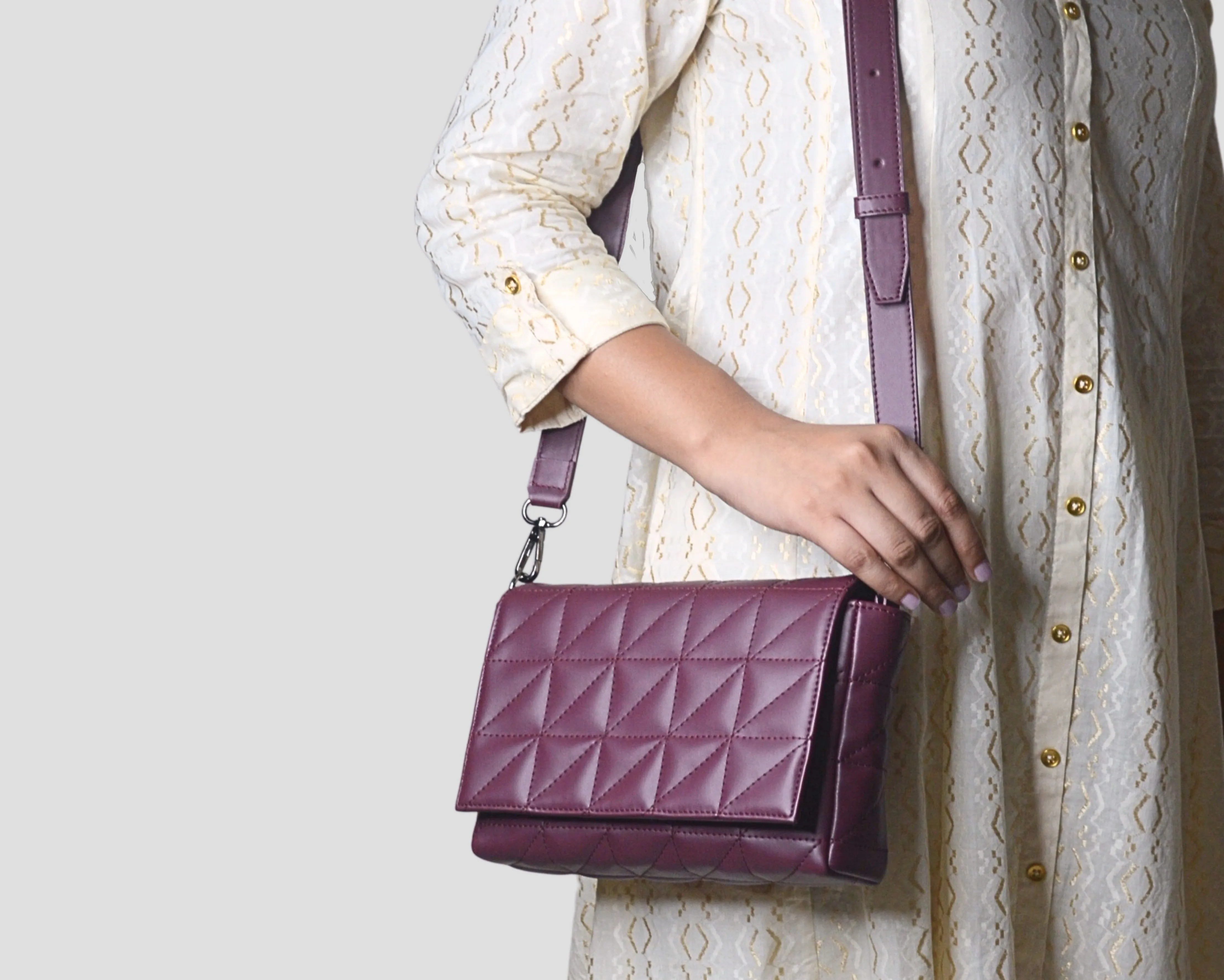 Elina Quilted Sling Bag - WINE