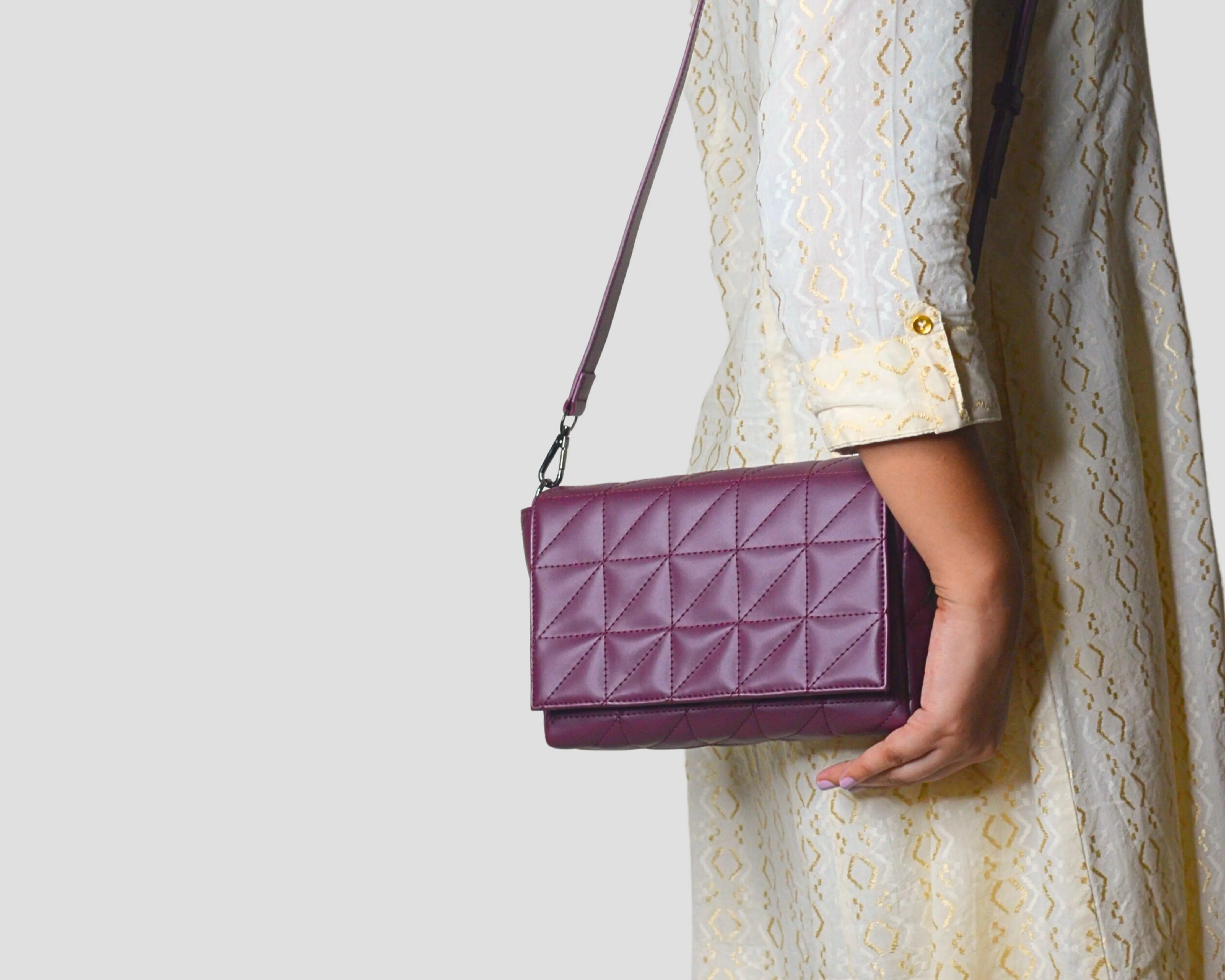 Elina Quilted Sling Bag - WINE
