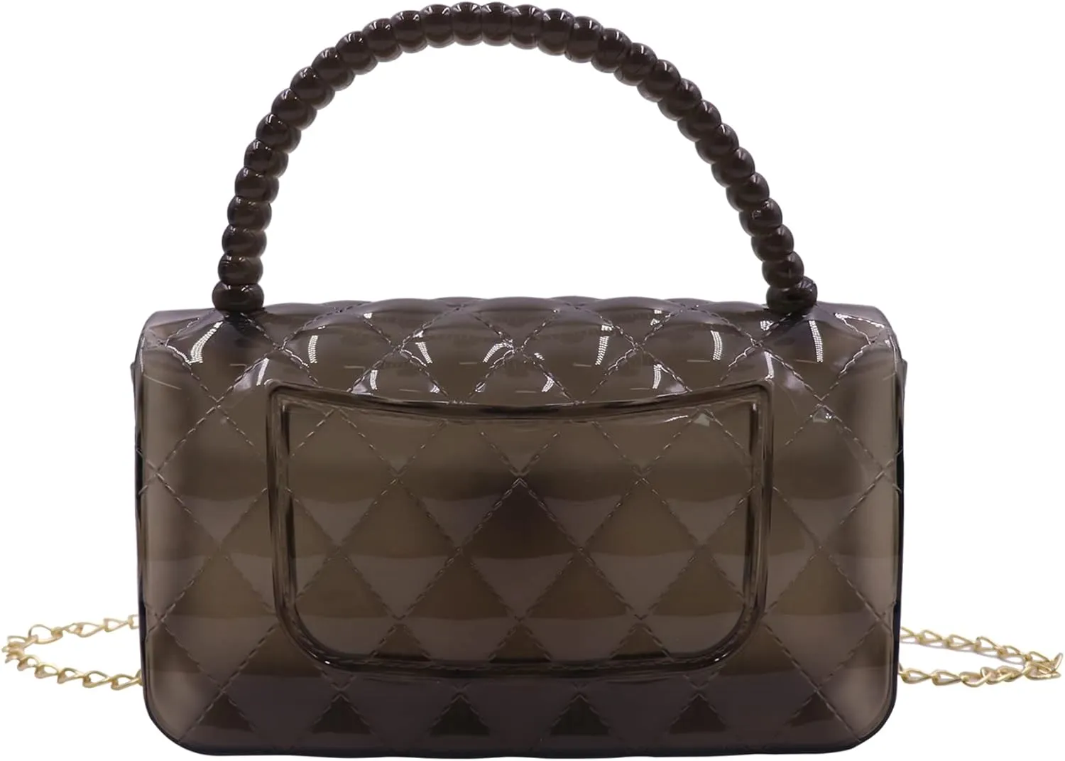 Fashion Candy Color Jelly Crossbody Bag for Women Girls Transparent Satchel Shoulder Handbag with Beaded Top Handle