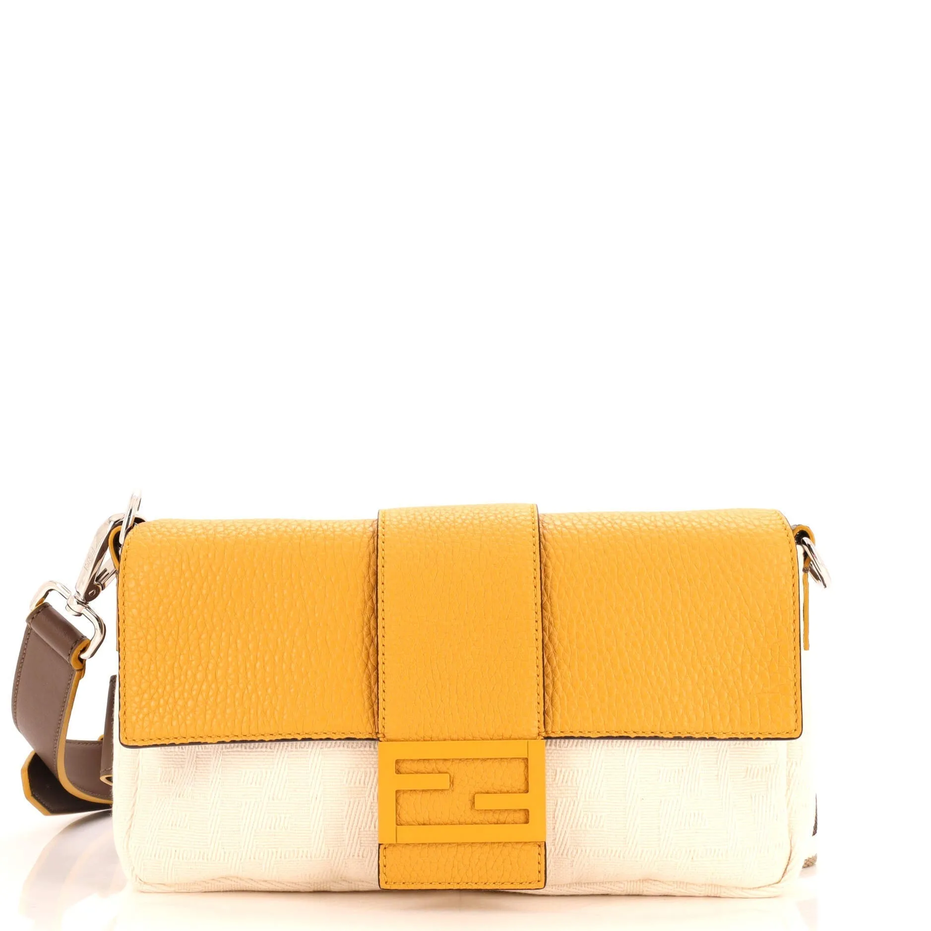 FENDI Baguette Convertible Belt Bag Zucca Canvas with Canvas and Leather Medium